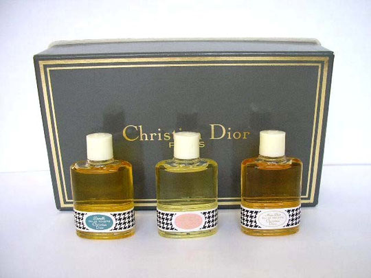 COFFRET DE 3 MINIATURES A ETIQUETTES CEINTURE : DIORELLA, DIORISSIMO & MISS DIOR