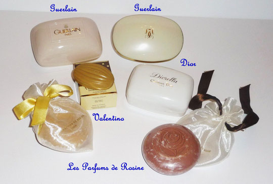 DIFFERENTES MARQUES DE SAVON : GUERLAIN, VALENTINO, DIOR, LES PARFUMS DE ROSINE