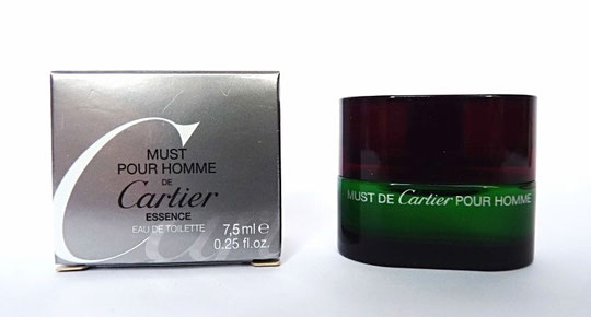 MUST POUR HOMME - ESSENCE EAU DE TOILETTE, 7,5 ML - MINIATURE EN VERRE TEINTE VERT