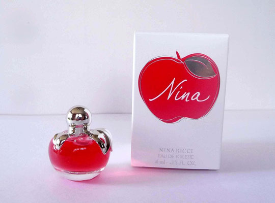 NINA - 2ème CREATION - MINIATURE "POMME" : EAU DE TOILETTE 4 ML,  GROSSE BOÎTE 2010 