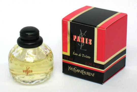 PARIS - EAU DE TOILETTE 7,5 ML - MINIATURE AVEC BOUCHON ENTIEREMENT NOIR EN PLASTIQUE, CLIPE