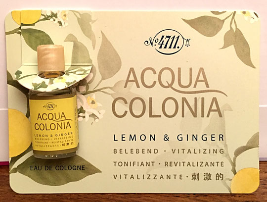 N° 4711 - ACQUA COLONIA - LEMON & GINGER : MINIATURE POSEE SUR UNE CARTONETTE