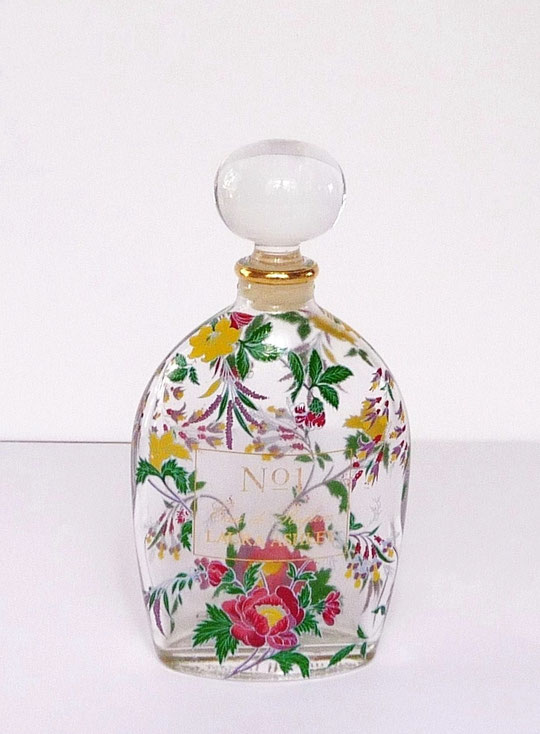 LAURA ASHLEY - FLACON VIDE POUR N° 1 : DECORE DE FLEURS, BOUCHON EN VERRE