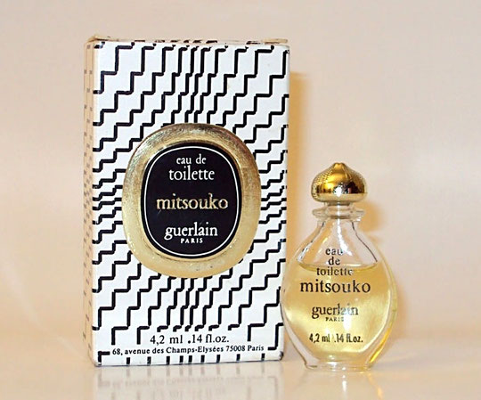 MITSOUKO - FLACON GOUTTE EAU DE TOILETTE 4,2 ML - ECRITURE SUR BOÎTE ET MINIATURE EN LETTRES MINUSCULES