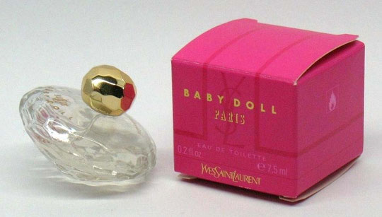 BABY DOLL - FLACON "TOUPIE" - EAU DE TOILETTE 7,5 ML. CETTE MINIATURE FAIT PARTIE D'UNE SERIE IMPORTANTE DE MINIATURES, POUR LESQUELLES JE N'AI PAS ENCORE FAIT LES PHOTOS