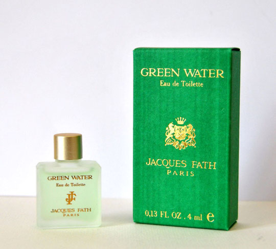 FATH JACQUES : GREEN WATER - EAU DE TOILETTE 4 ML,  MINIATURE EN VERRE DEPOLI