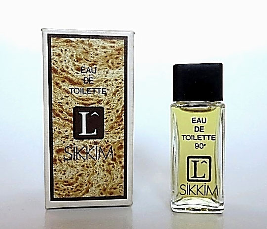 L^SIKKIM - ANCIENNE MINIATURE EAU DE TOILETTE 90° - BOÎTE DIFFERENTE