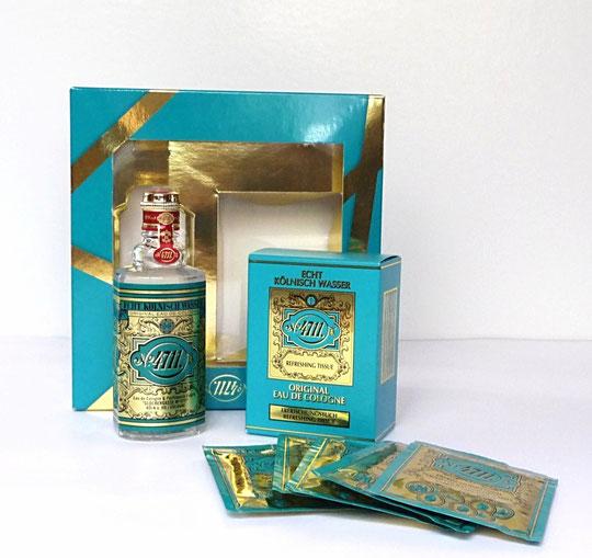 COFFRET N° 4711 COMPORTANT : UN FLACON VAPORISATEUR EAU DE COLOGNE ET UN PAQUET DE POCHETTES RAFRAÎCHISSANTES