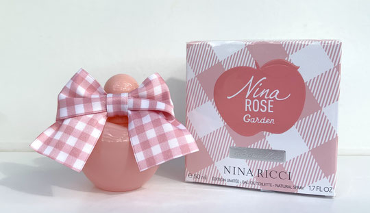 2021 - NINA ROSE GARDEN : EDITION LIMITEE EAU DE TOILETTE 50 ML - FLACON ORNE D'UN GROS NOEUD EN TISSUS VICHY ROSE