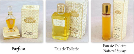 LES DIFFERENTS FLACONS CONTENANT LA FRAGRANCE PRINCESSE D'ALBRET