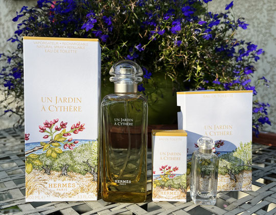 2023 - UN JARDIN A CYTHERE : FLACON EAU DE TOILETTE 100 ML, MINIATURE ET ECHANTILLON