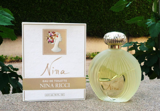 NINA 1ère VERSION - FLACON EAU DE TOILETTE 420 ML - BOUCHON PLASTIQUE DORE - FLACON CREATION LALIQUE
