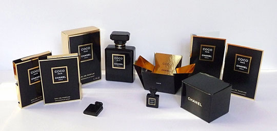 COCO NOIR : LE FLACON EAU DE PARFUM 50 ML, LA MINIATURE PRESENTATION LUXE ET DIVERS ECHANTILLONS