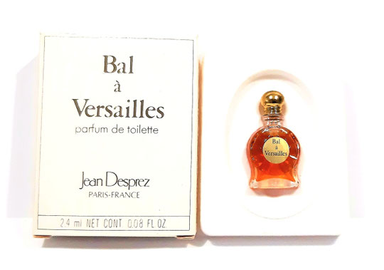 BAL A VERSAILLES - PARFUM DE TOILETTE 2,4 ML - MINIATURE EN VERRE SUR PIED-DOUCHE, ETIQUETTE RONDE DOREE - BOÎTE BLANCHE