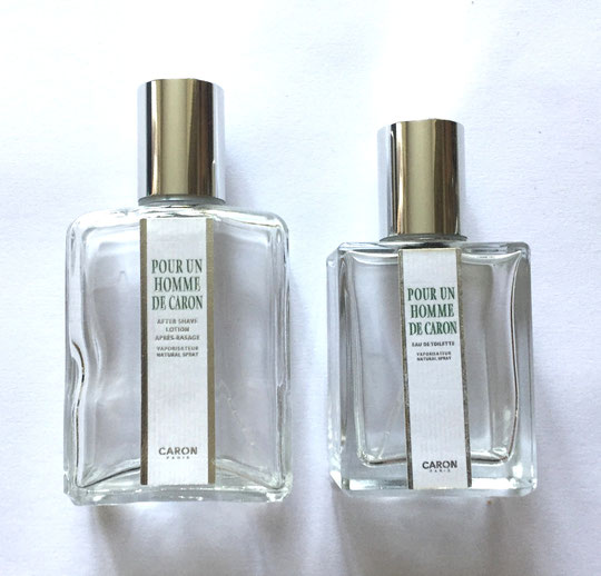 POUR UN HOMME DE CARON : 2 FLACONS VAPORISATEURS AFTER-SHAVE 50 ML & 1 EAU DE TOILETTE 30 ML