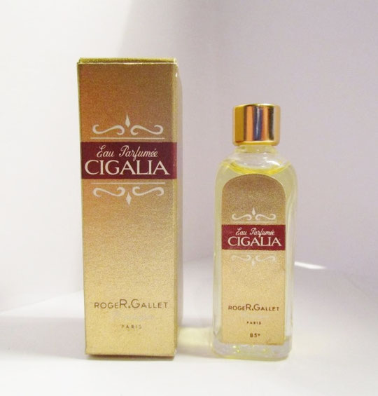 ROGER & GALLET - RARE MINIATURE CIGALIA, EAU PARFUMEE : RECTO