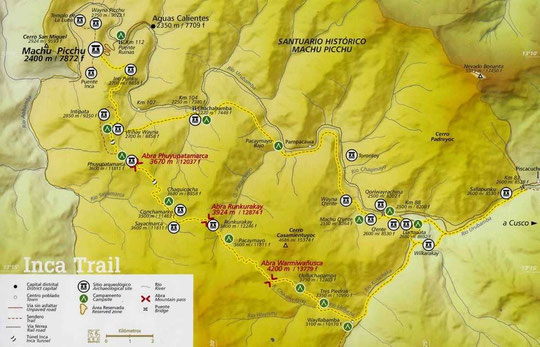 Karte zum legendären Inka Trail