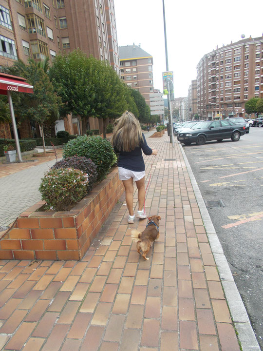 Paseando al perro de mi  "manita" Carmina. F. Pedro. P. Privada.