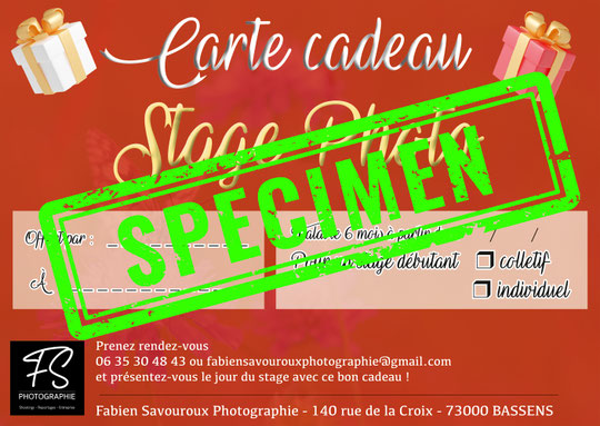bon cadeau pour un stage photo chambery savoie