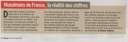 Source Marianne n° 726 du 19 au 25 mars 2011