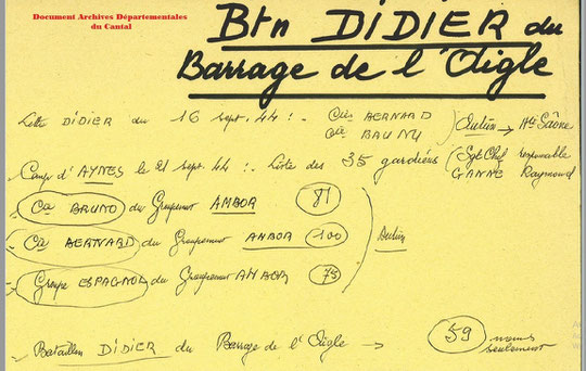 Bataillon DIDIER du barrage de l'Aigle le 16/09/1944 Archives du Cantal