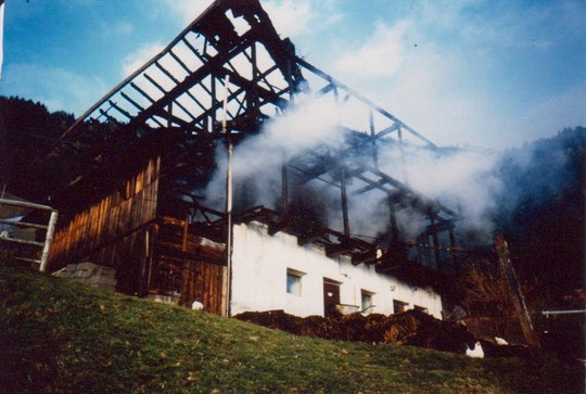 Brand der Scheune des Pineiderhofe am 2. November 1991