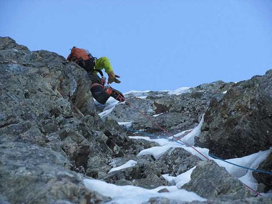 Simon dans "Salsa" en face Nord..., (photo emprunté au blog de Max).