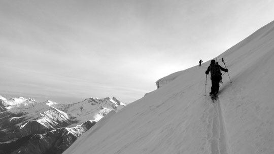 Après la brèche de la Meije, au pied de la Face Nord de la Meije.