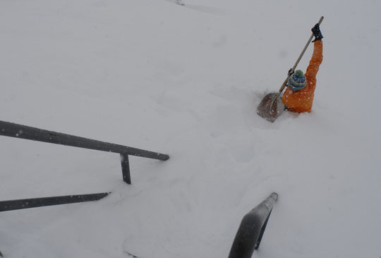 Ce ne sont pas les 20 cm de ce matin... mais mercredi dernier dans une accu au pied de l'escalier !