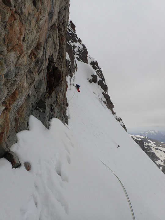 Branche inférieure du "Z" en face Nord de la Meije. Photo du weekend dernier. Merci Xavier Stihle.