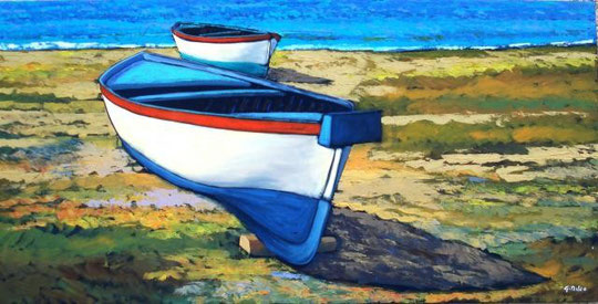 Mileo Gianni - Boats - olio tela - 100 x 50 - 2007