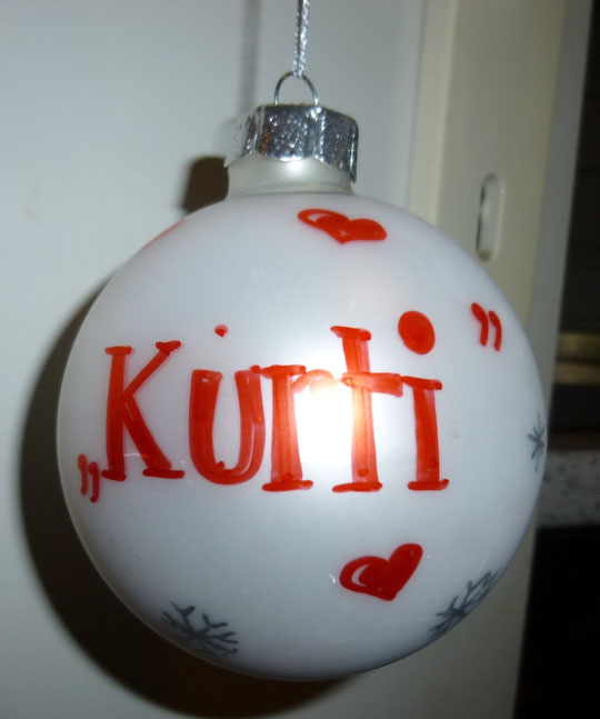 Witziges Geschenk für mich: eine Kurti-Dressurpferd-Weihnachtskugel! :-))))