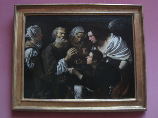 Berlin - Gemäldegalerie - Suiveur du Caravage - Tobie rend la vue à son père - vers 1620