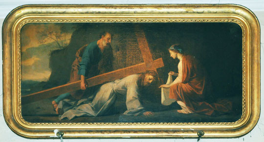 Prunelli di Casacconi - Montée au calvaire - Simon le Cyrénéen aide le Christ - Véronique lui essuie le visage avec un linge - d'après Eustache Le Sueur