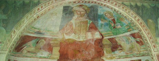 Castirla - Chapelle St Michel - Le tétramorphe entourant le Christ en majesté