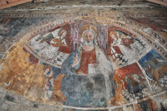 Pastoreccia (Castello di Rostino) Le Christ en majesté entouré du tétramorphe