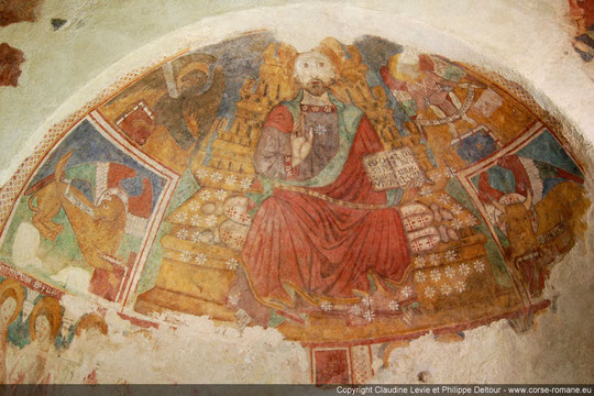 Furiani - Chapelle Santa Maria Assunta - Le Christ en majesté entouré du tétramorphe - Cliché Philippe Deltour/Claudine Levie corse-romane.eu