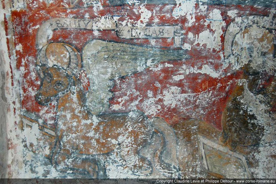 Muracciole - Chapelle Santa-Maria d'Arca - Le taureau de Luc - Cliché Philippe Deltour/Claudine Levie -  corse-romane.eu