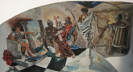 Giuncaggio-décor du plafond-comparution de Blaise devant le gouverneur (d'après cl. P. Bona))