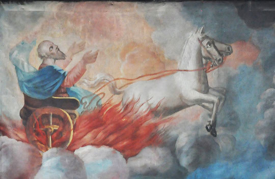 Tox - Eglise St Jean Baptiste - Prédication de St François Xavier - Elie et son char de feu (détail)