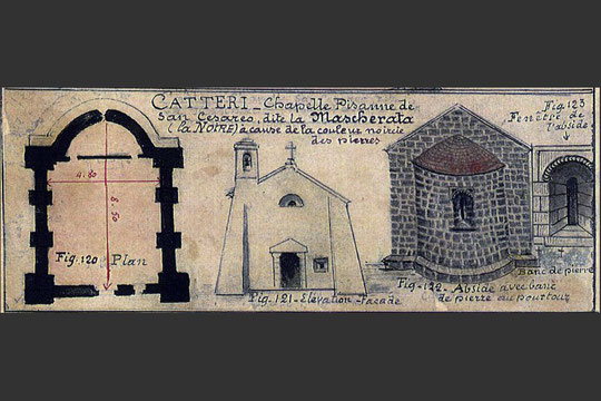 Cateri - Chapelle Saint Césaire - Dessin Gaubert 1886-89