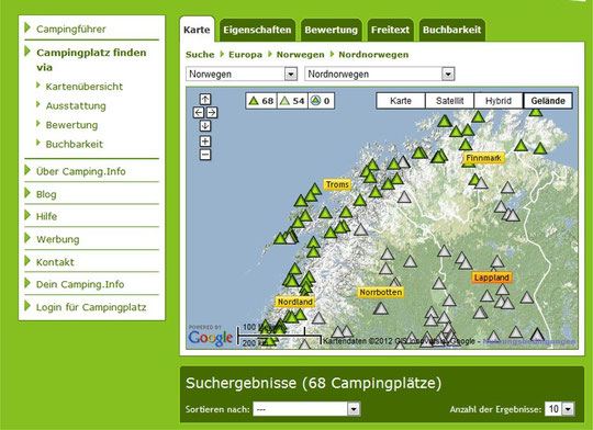 Link: Camping-Info; Campingplätze Norwegen