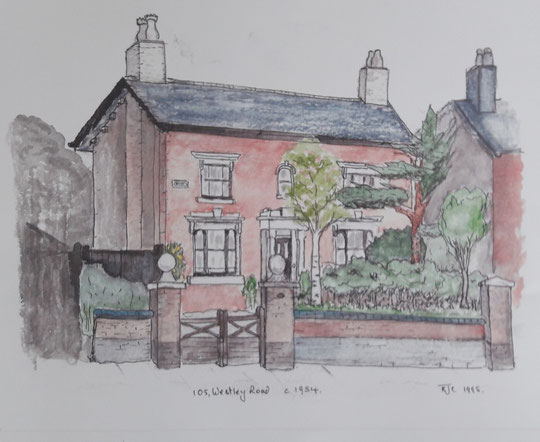 105 Westley Road c. 1954, by Rod Cherry. Thanks to Mrs Cherry; the painting is copyright