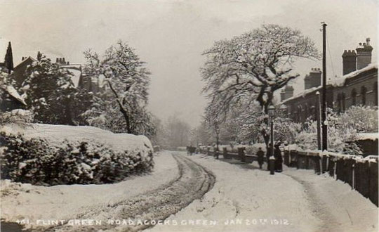 Flint Green Road in snow, 20 January 1912