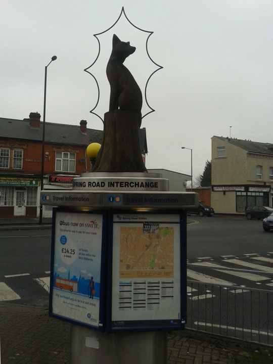 Network West Midlands' version of the fox and holly, by Rosemary Terry, 2003