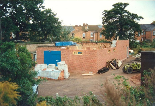 New walls now higher, October 1988. The old snooker room has gone.