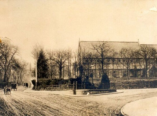 Fenced enclosure at the bottom of Dudley Park Road, c. 1900, where the Acocks Green Fire Station then on the Warwick Road opposite here, kept its wheeled ladder