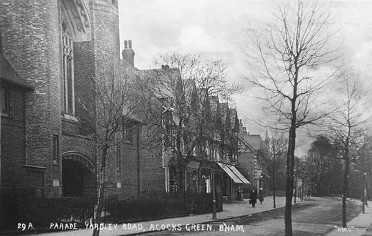 The new Baptist church and shop row