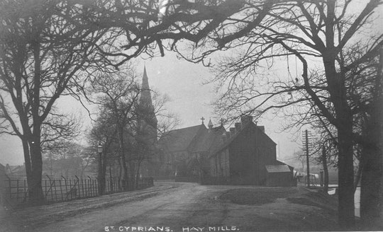 St Cyprian's church and the cottages, c. 1905