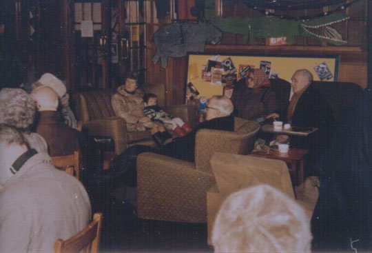 The coffee morning in the Community Room, showing the old furniture